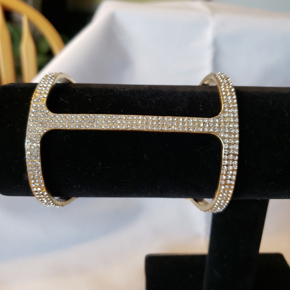 BCBGMaxAzria Pave & Gold Cutout Cuff